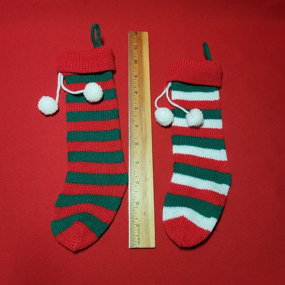 Christmas Stockings Ornament Knit Crochet Handmade Set of 4 - Picture 10 of 12